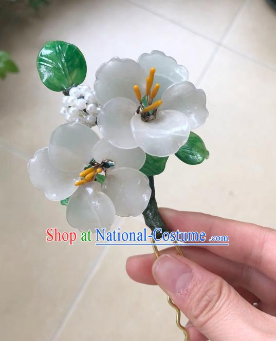 Chinese Ancient Palace Lady Plastic Peach Blossom Hairpins Hair Accessories Handmade White Flower Hair Stick