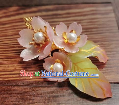 Chinese Ming Dynasty Orange Sakura Hair Stick Handmade Hair Accessories Hanfu Ancient Princess Flowers Hairpins