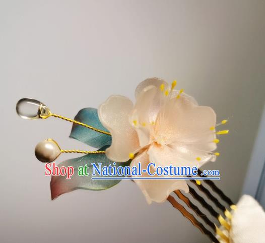 Chinese Classical Peach Blossom Hair Comb Handmade Hanfu Hair Accessories Ancient Song Dynasty Court Flowers Hairpins