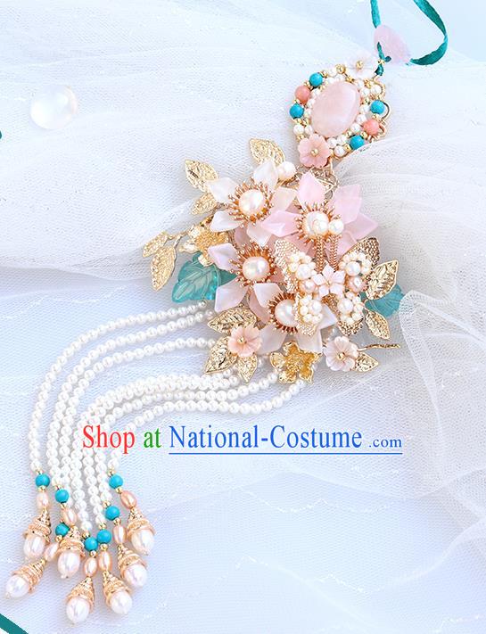 Chinese Handmade Classical Pearls Tassel Waist Accessories Ancient Hanfu Ming Dynasty Princess Belt Pendant