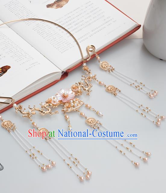 Chinese Handmade Pearls Tassel Necklet Classical Jewelry Accessories Ancient Ming Dynasty Princess Hanfu Necklace for Women