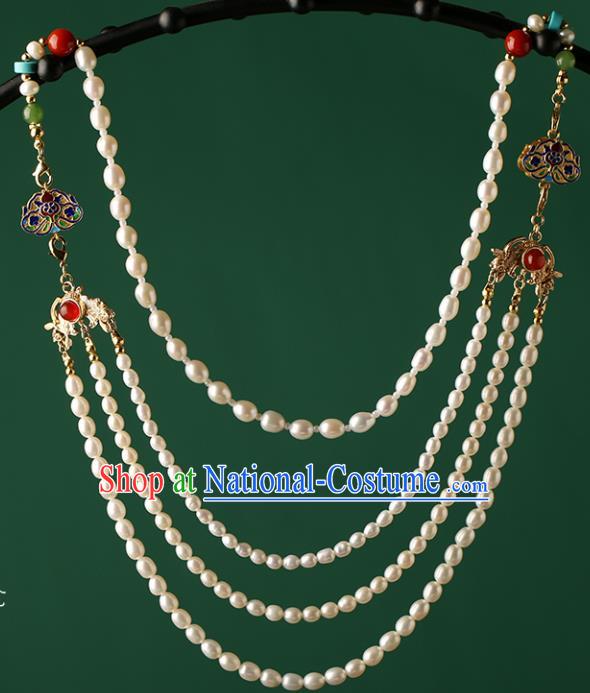 Chinese Classical Palace Pearls Hair Stick Handmade Hanfu Hair Accessories Ancient Tang Dynasty Empress Hairpins Hair Clasp