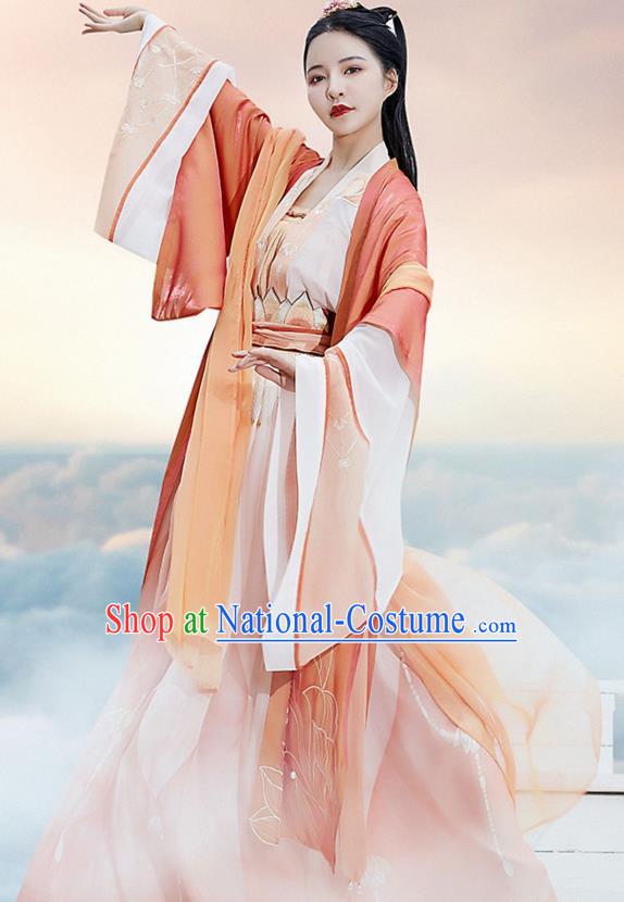 Chinese Ancient Princess Hanfu Apparels Traditional Tang Dynasty Palace Lady Red BeiZi Blouse and Skirt Historical Costumes Complete Set