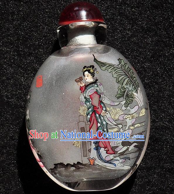 Chinese Handmade Goddess Snuff Bottle Traditional Inside Painting Court Female Snuff Bottles Artware