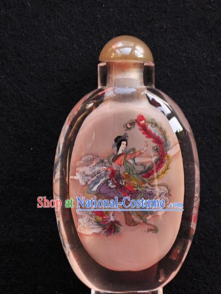 Chinese Handmade Snuff Bottle Traditional Inside Painting Phoenix Goddess Snuff Bottles Artware