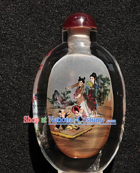 Chinese Handmade Snuff Bottle Traditional Inside Painting Female Children Snuff Bottles Artware