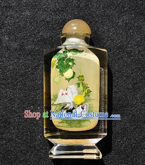 Chinese Handmade Glass Snuff Bottle Craft Traditional Inside Painting Dogs Snuff Bottles Artware