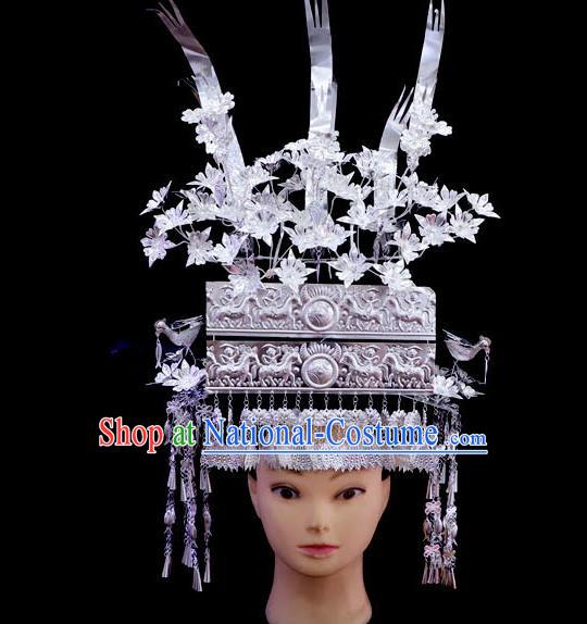 Chinese Miao Ethnic Bride Headdress Quality Miao Nationality Wedding Hair Combs Tassel Hairpins Phoenix Coronet Full Set