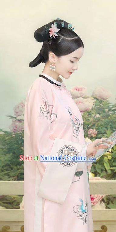 Chinese Qing Dynasty Imperial Consort Shun Costumes Traditional Ancient Manchu Women Embroidered Dress and Headdress Full Set