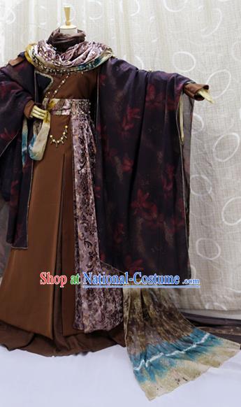 Professional Cosplay Swordsman Feng Xiaoyao Costumes Custom China Ancient Monarch Brown Clothing