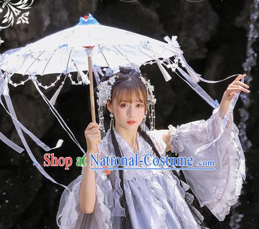 Chinese Hanfu Umbrella Oil Paper Umbrella Stage Performance Ribbons Umbrella