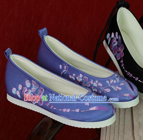 China Princess Shoes Embroidered Shoes Women Shoes Purple Satin Shoes Handmade Hanfu Shoes