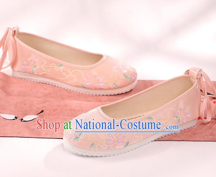 China Women Shoes Traditional Cloth Shoes Hanfu Shoes Handmade Shoes Embroidered Pink Shoes