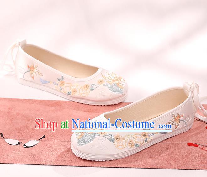 China Hanfu Shoes Women Shoes Traditional Cloth Shoes Handmade Shoes Embroidered Lotus Shoes