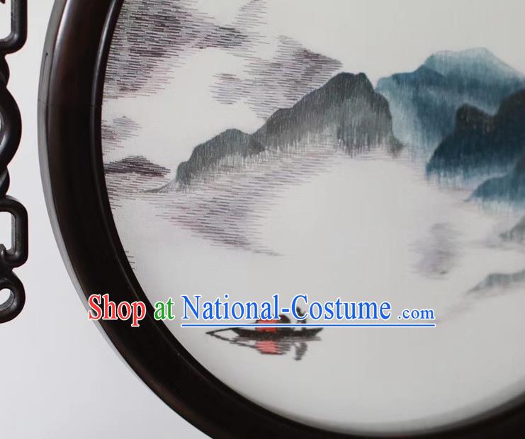 China Suzhou Embroidered Byobu Traditional Embroidery Ornaments Craft Handmade Screen Sunset Glow Painting Desk Screen