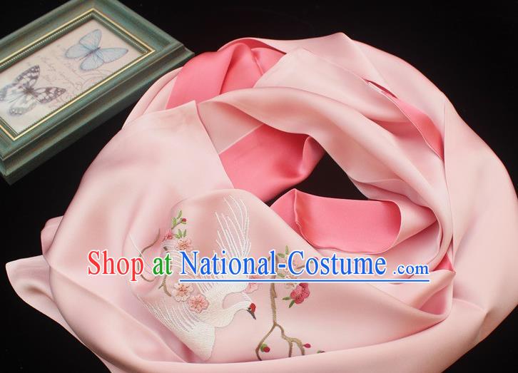 Chinese Traditional Embroidered Scarf Cheongsam Embroidery Phoenix Accessories Pink Silk Tippet