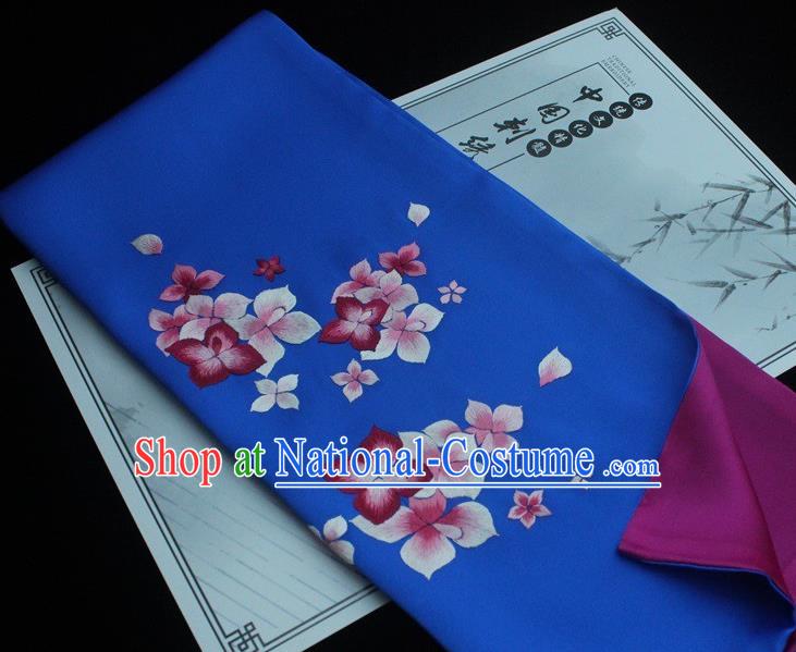 China Embroidered Royalblue Silk Tippet Traditional Cheongsam Accessories Handmade Suzhou Embroidery Scarf