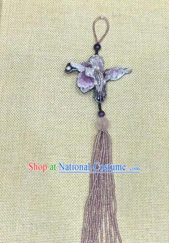 China Traditional Suzhou Embroidery Pendant Lilac Tassel Accessories National Cheongsam Brooch