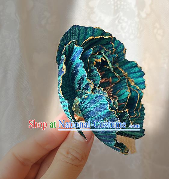 China Traditional Blue Peony Corsage Cheongsam Accessories Classical Flower Brooch