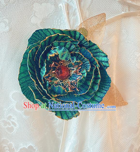 China Traditional Blue Peony Corsage Cheongsam Accessories Classical Flower Brooch