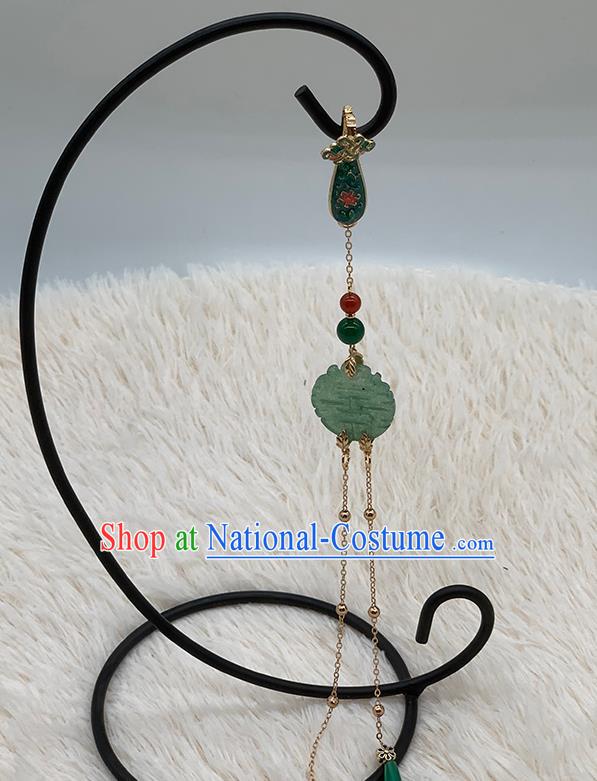 China Handmade Aventurine Brooch National Women Accessories Cheongsam Tassel Pendant