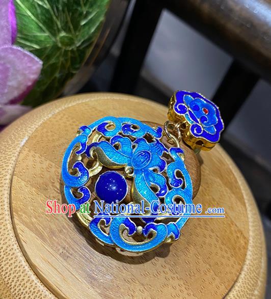 China Traditional Cheongsam Accessories Classical Brooch Blueing Lotus Collar Button