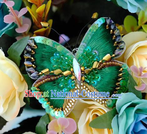 China Embroidered Green Butterfly Brooch Classical Collar Button Traditional Cheongsam Accessories