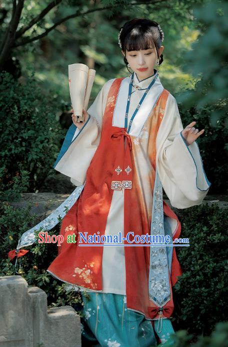 Ancient China Noble Beauty Costumes Traditional Ming Dynasty Royal Princess Hanfu Dress Full Set