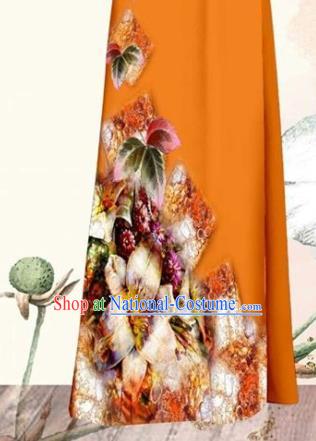 Vietnamese Traditional Civilian Women Ao Dai Clothing Oriental Fashion Qipao Dress with Pants Vietnam Classical Orange Cheongsam