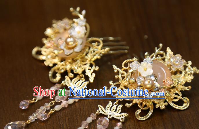 Chinese Wedding Hair Stick Traditional Classical Hair Accessories Xiuhe Suit Tassel Hair Combs