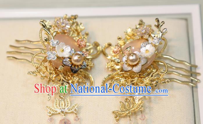 Chinese Wedding Hair Stick Traditional Classical Hair Accessories Xiuhe Suit Tassel Hair Combs