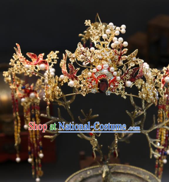 Chinese Wedding Hair Accessories Xiuhe Suit Hair Crown Traditional Bride Phoenix Coronet