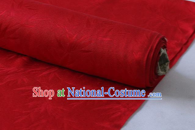 Asian Red Mulberry Silk Material Chinese Hanfu Cloth Traditional Bamboo Pattern Design Silk Fabric