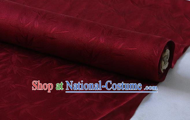 Asian Purplish Red Mulberry Silk Fabric Chinese Hanfu Cloth Traditional Bamboo Pattern Design Silk Drapery