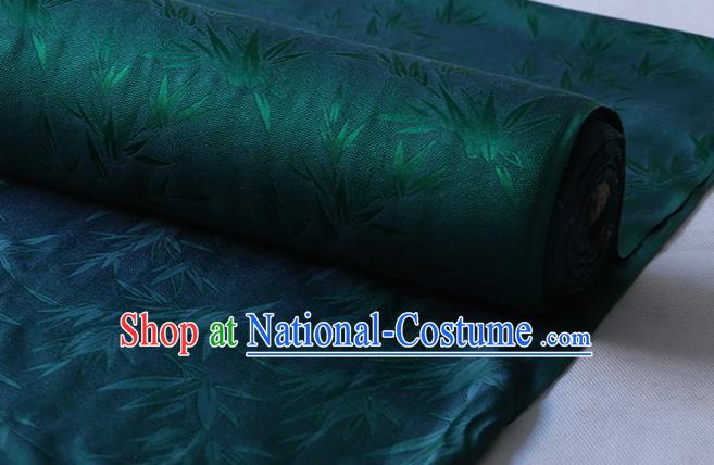 Asian Chinese Hanfu Cloth Traditional Bamboo Pattern Design Dark Green Silk Drapery Mulberry Silk Fabric