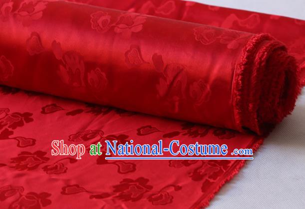 Asian Chinese Hanfu Satin Cloth Traditional Pattern Design Red Silk Drapery Mulberry Silk Fabric