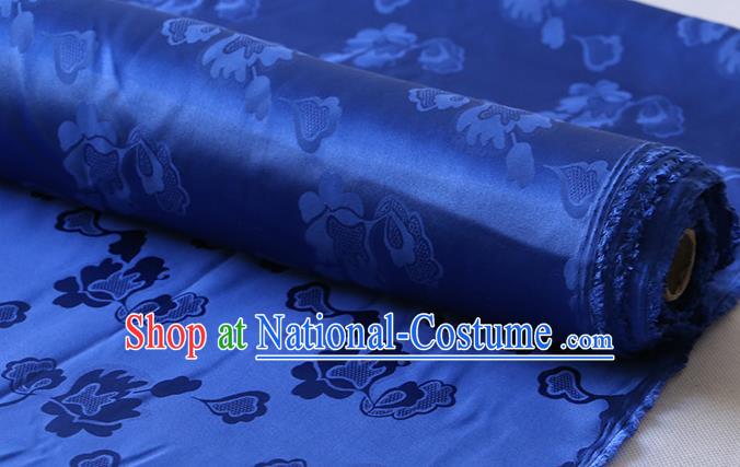 Asian Hanfu Royalblue Satin Cloth Chinese Traditional Pattern Design Mulberry Silk Fabric Silk Drapery