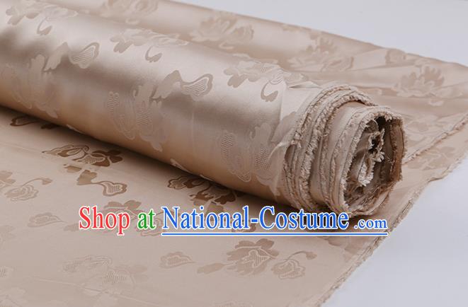 Khaki Asian Chinese Silk Drapery Traditional Pattern Design Mulberry Silk Fabric Hanfu Satin Cloth