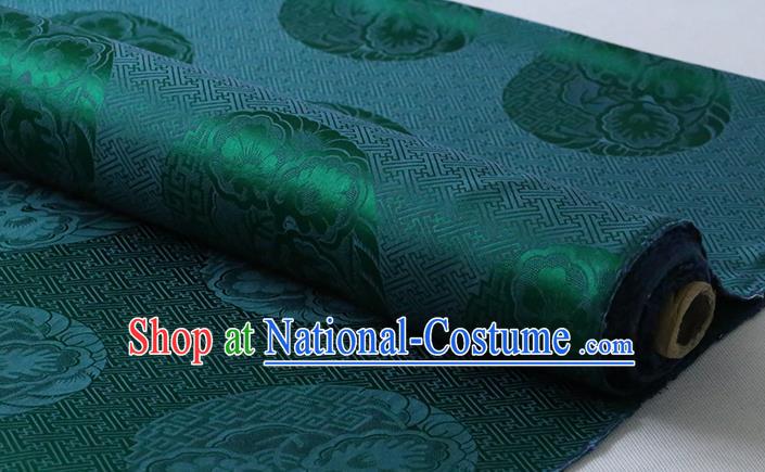 Traditional Chinese Cheongsam Cloth Fabric Classical Royal Pattern Deep Green Silk Drapery