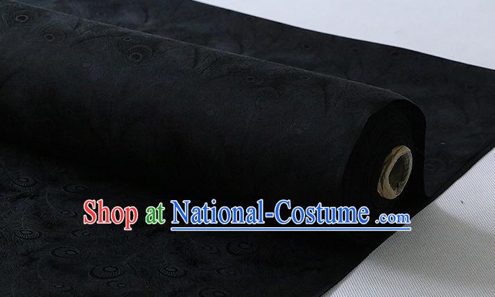 Chinese Classical Phoenix Feather Pattern Silk Drapery Cheongsam Jacquard Cloth Traditional Black Silk Fabric