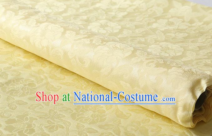 Chinese Cheongsam Traditional Jacquard Cloth Classical Twine Rose Pattern Silk Drapery Light Yellow Silk Fabric