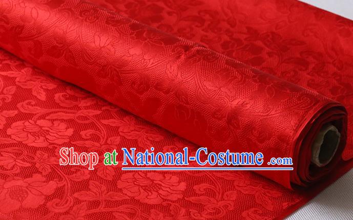 Chinese Classical Twine Rose Pattern Silk Drapery Red Silk Fabric Cheongsam Traditional Jacquard Cloth