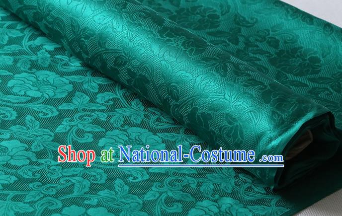 Chinese Classical Twine Rose Pattern Silk Drapery Cheongsam Traditional Jacquard Cloth Fabric Green Damask