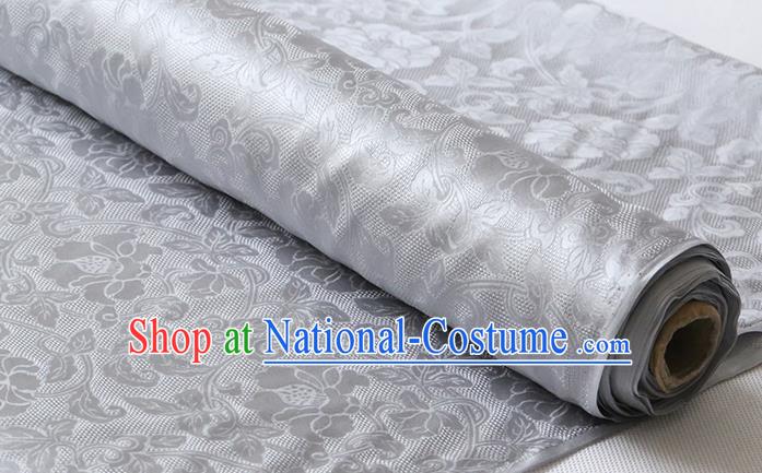 Chinese Cheongsam Traditional Jacquard Cloth Grey Damask Fabric Classical Twine Rose Pattern Silk Drapery