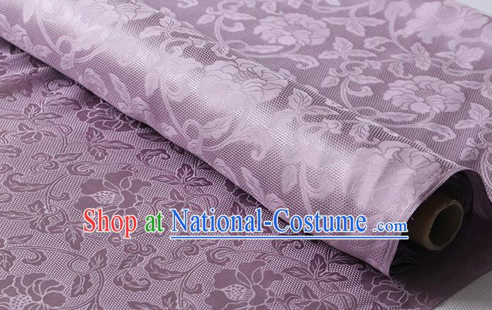 Chinese Classical Twine Rose Pattern Jacquard Cloth Traditional Cheongsam Silk Drapery Violet Damask Fabric