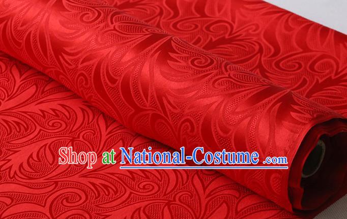 Chinese Traditional Cheongsam Jacquard Cloth Classical Sago Flowers Pattern Red Damask Fabric Silk Drapery