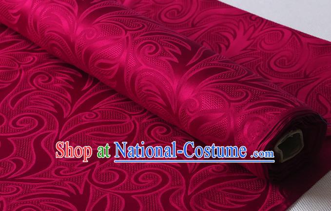 Chinese Traditional Wine Red Silk Drapery Classical Sago Flowers Pattern Damask Fabric Cheongsam Jacquard Cloth