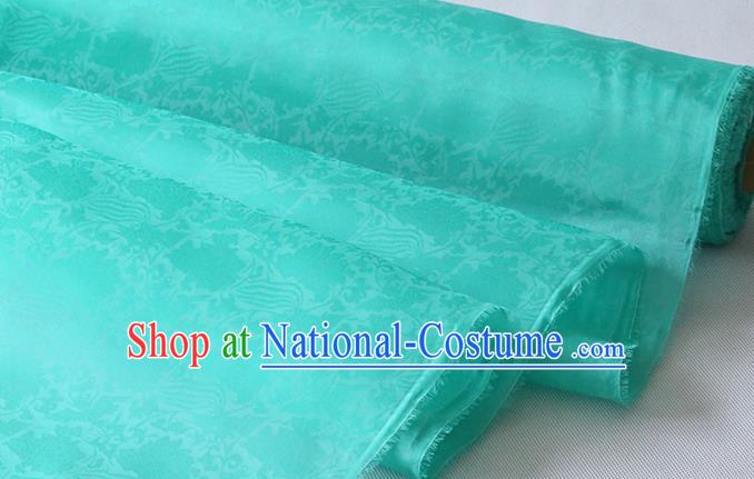 Chinese Traditional Organza Fabric Hanfu Dress Jacquard Damask Cloth Classical Phoenix Peony Pattern Green Silk Drapery