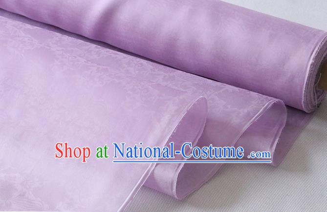 Chinese Hanfu Dress Jacquard Damask Cloth Classical Phoenix Peony Pattern Silk Drapery Traditional Lilac Organza Fabric