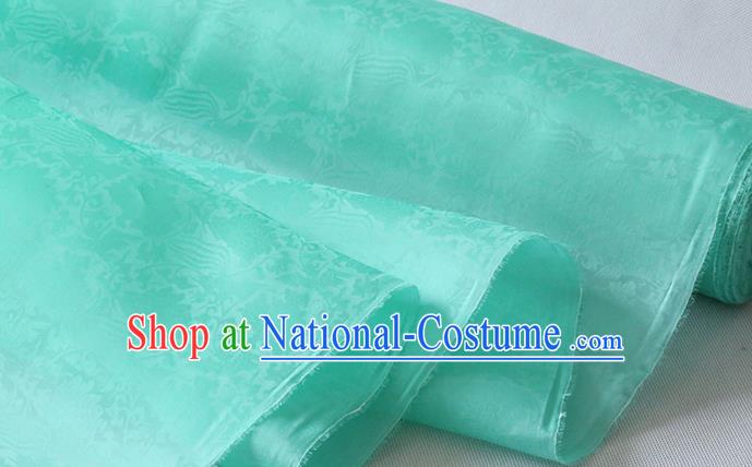 Chinese Jacquard Cloth Classical Phoenix Peony Pattern Light Green Silk Drapery Damask Traditional Hanfu Dress Organza Fabric